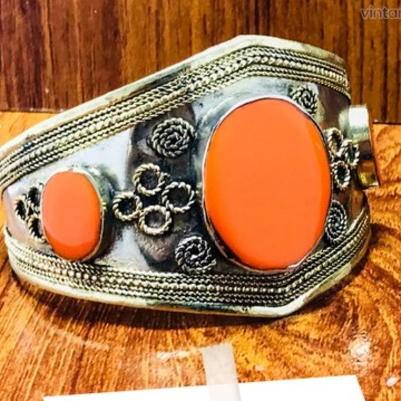 single Tribal Cuff Bracelet, Vintage Afghan Cuff Bracelet, Boho Cuff, Antique - Picture 1 of 7